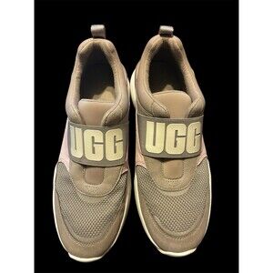 UGG Gray Pink slip-On Sneakers Thick Sole Mesh Synthetic Leather Size 8
